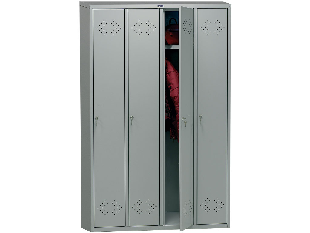 Шкаф для одежды металлический Практик LS-41 ( 4 отделения, 1130х500х1830мм)